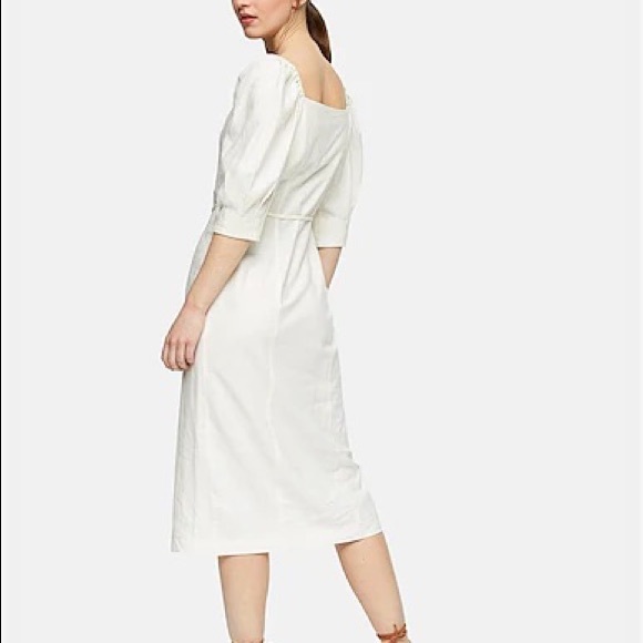 Topshop white linen puff sleeves dress - Picture 3 of 6